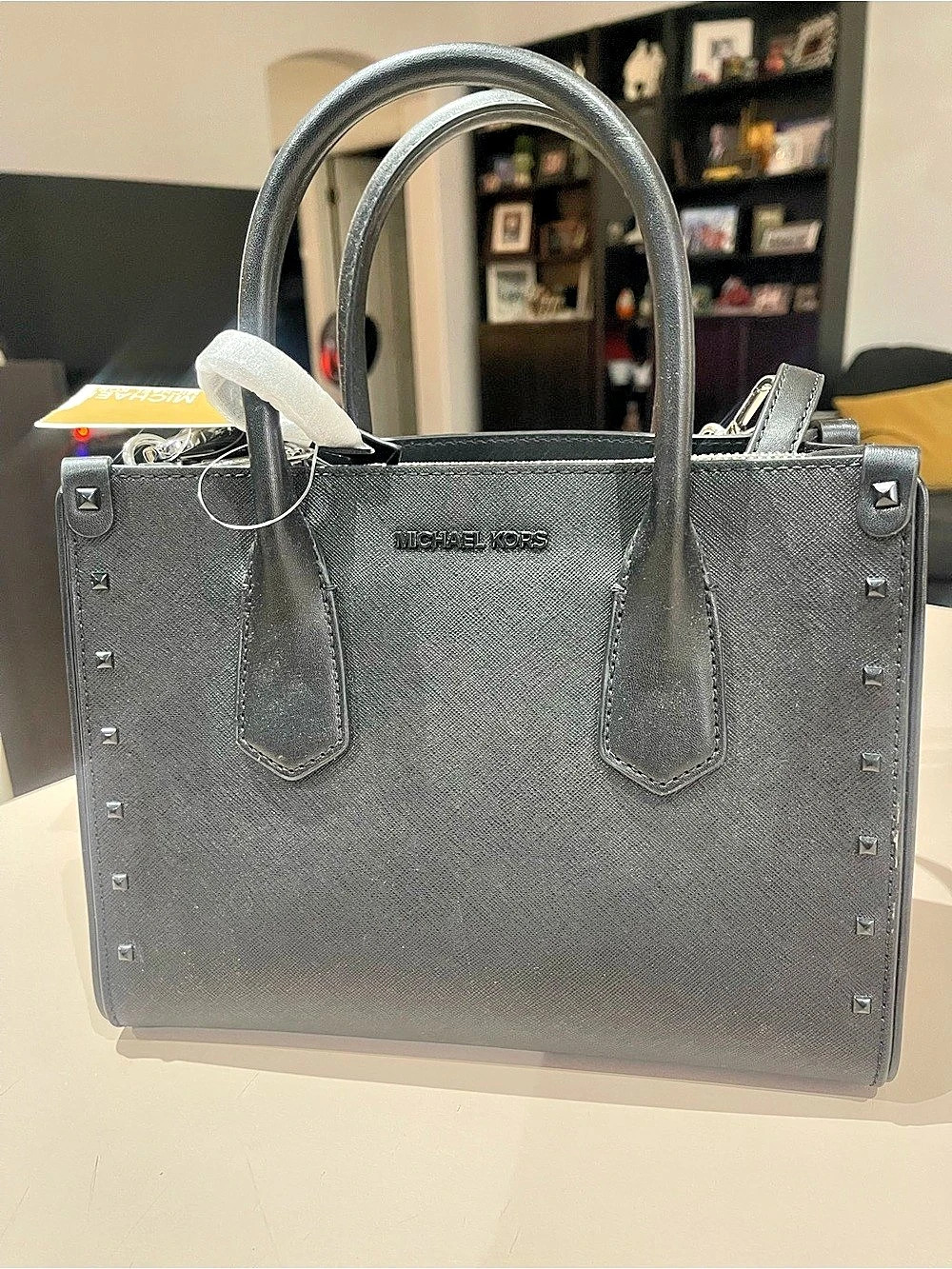Michael Kors Studio Mercer Studded Saffiano Leather Gallery Tote in Black